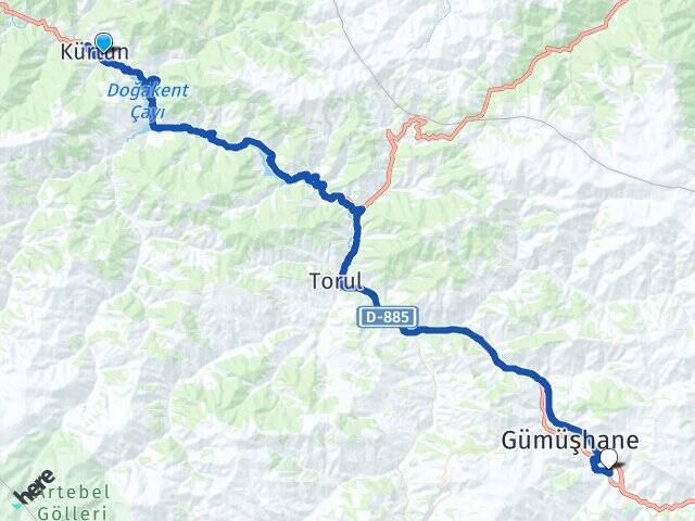 Yukarı Uluköy Gümüşhane Üniversitesi Arası Kaç Km - Yol Tarifi