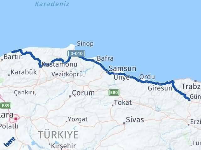 Gümüşhane Kurucaşile Arası Kaç Km - Yol Tarifi