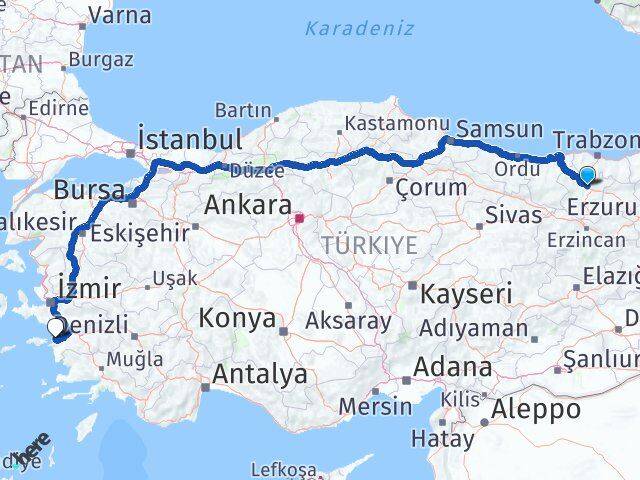 Gümüşhane Kuşadası Aydın Arası Kaç Km - Yol Haritası