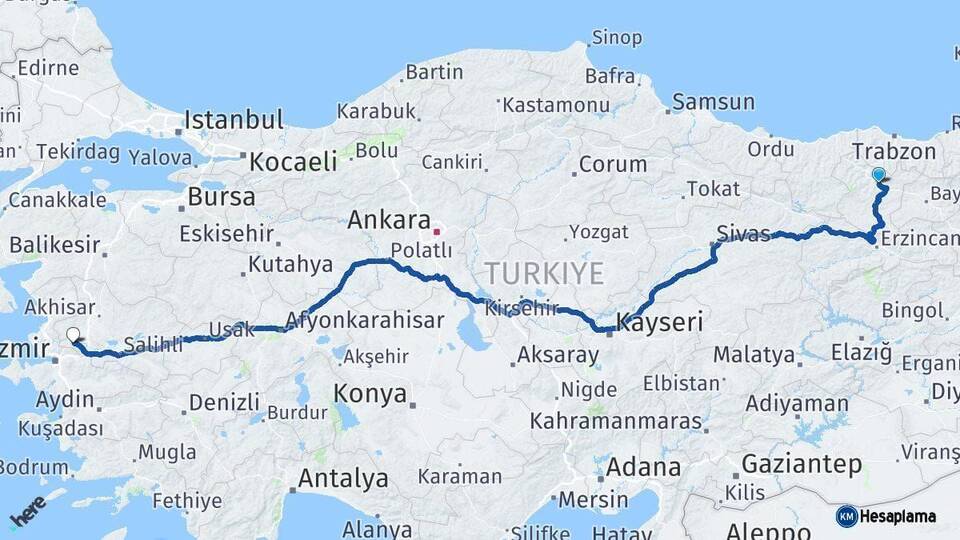 Gümüşhane Manisa Arası Kaç Km - Yol Haritası