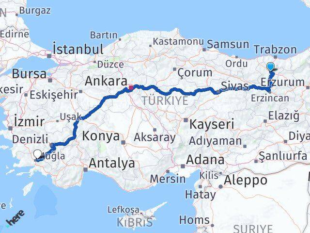 Gümüşhane Menteşe Muğla Arası Kaç Km - Yol Haritası