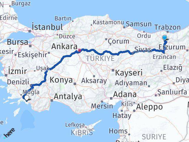 Gümüşhane Ortaca Muğla Arası Kaç Km - Yol Haritası