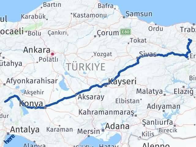 Gümüşhane Senirkent Isparta Arası Kaç Km - Yol Haritası