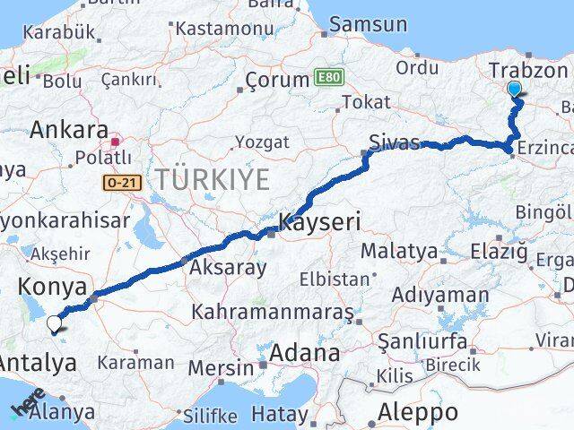 Gümüşhane Seydişehir Konya Arası Kaç Km - Yol Haritası