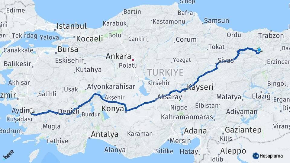 Şiran Aydın Arası Kaç Km - Yol Tarifi