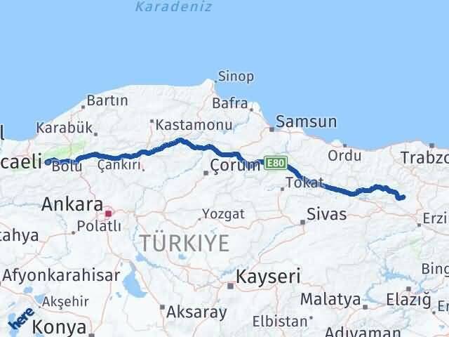 Gümüşhane Şiran Bolu Arası Kaç Km - Yol Haritası