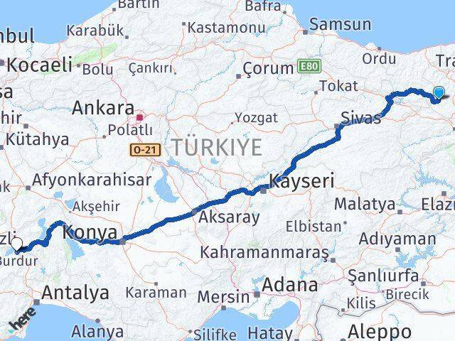 Şiran Burdur Arası Kaç Km - Yol Tarifi