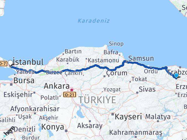 Gümüşhane Şişli İstanbul Arası Kaç Km - Yol Haritası