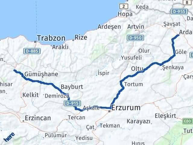 Torul Ardahan Arası Kaç Km - Yol Tarifi