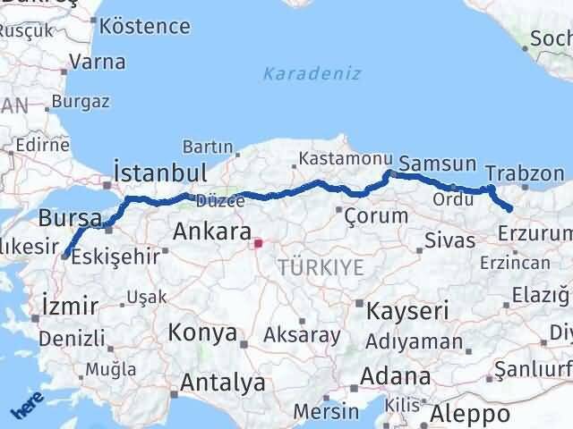 Gümüşhane Torul Balıkesir Arası Kaç Km - Yol Haritası