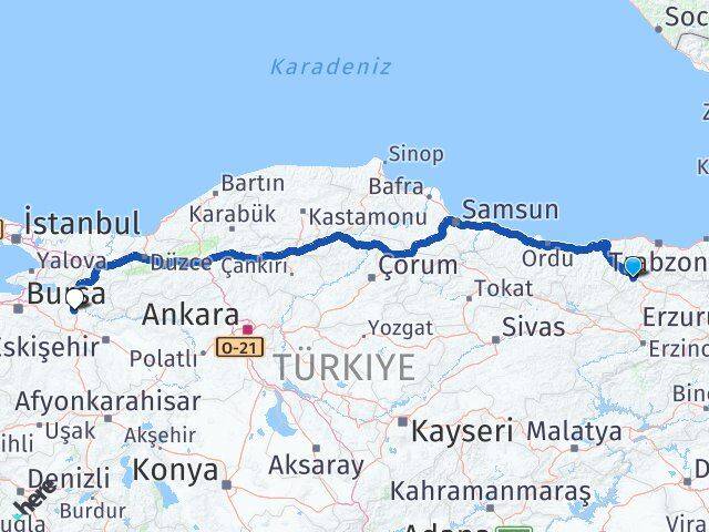 Gümüşhane Torul Bilecik Arası Kaç Km - Yol Haritası