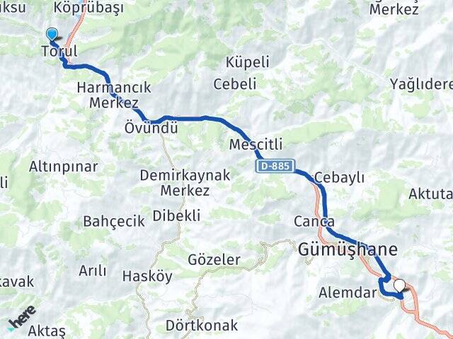 Çamlıca Gümüşhane Üniversitesi Arası Kaç Km - Yol Tarifi