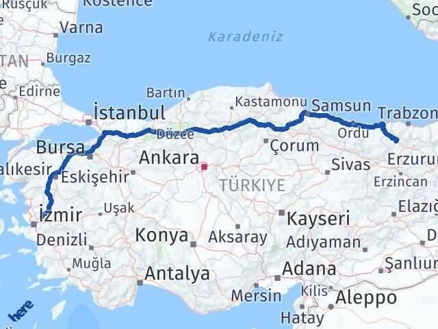 Gümüşhane Torul Manisa Arası Kaç Km - Yol Haritası