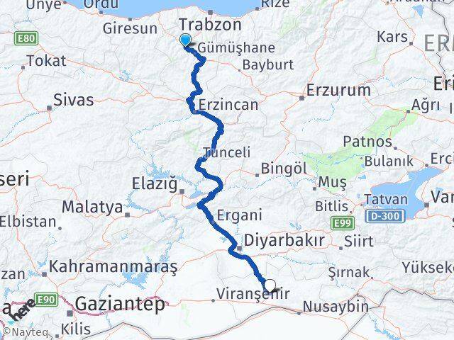 Gümüşhane Torul Mardin Arası Kaç Km - Yol Haritası
