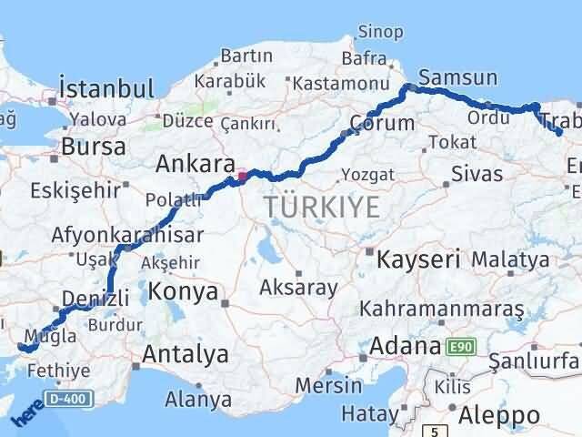 Gümüşhane Torul Muğla Arası Kaç Km - Yol Haritası