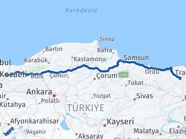 Gümüşhane Torul Sakarya Arası Kaç Km - Yol Haritası