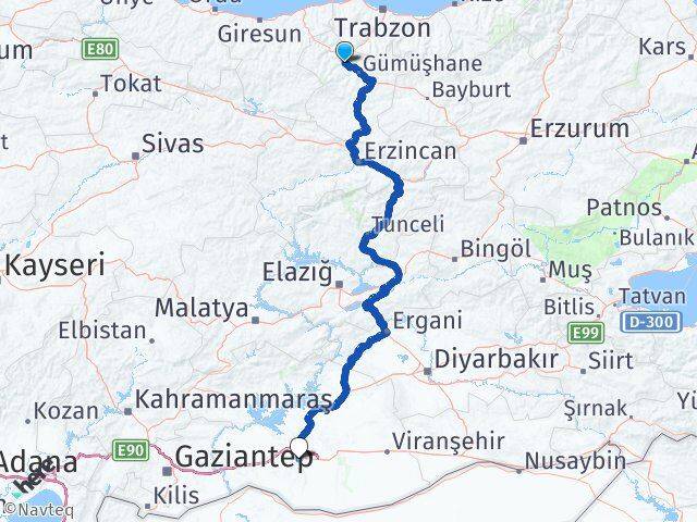 Gümüşhane Torul Şanlıurfa Arası Kaç Km - Yol Haritası
