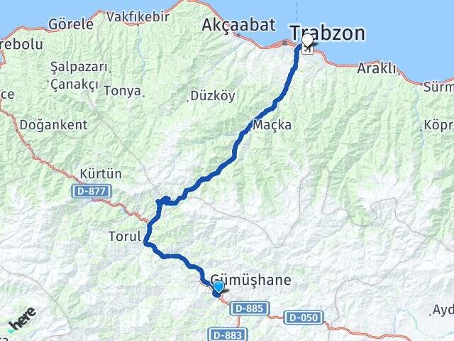 Gümüşhane Üniversitesi Trabzon Havalimanı Arası Kaç Km - Yol Tarifi