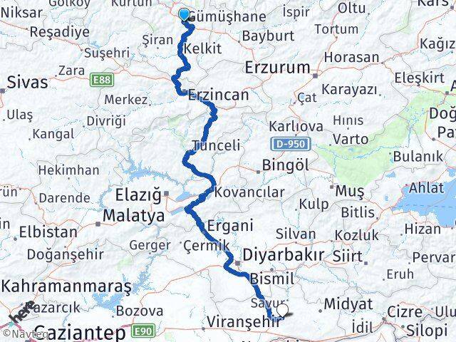 Gümüşhane Yeşilli Arası Kaç Km - Yol Tarifi