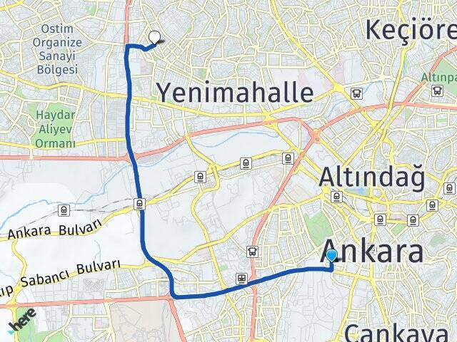 Hacı Bayram Veli Üniversitesi Özevler Arası Kaç Km - Yol Tarifi
