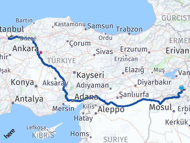Hakkari Adapazarı Sakarya Arası Kaç Km - Yol Haritası