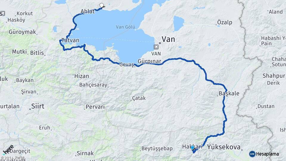 Hakkari Adilcevaz Bitlis Arası Kaç Km - Yol Haritası