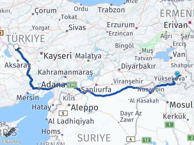 Hakkari Ağaçören Aksaray Arası Kaç Km - Yol Haritası