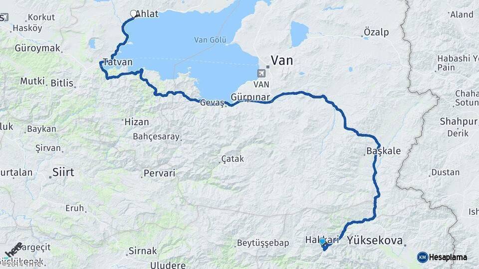 Hakkari Ahlat Bitlis Arası Kaç Km - Yol Haritası