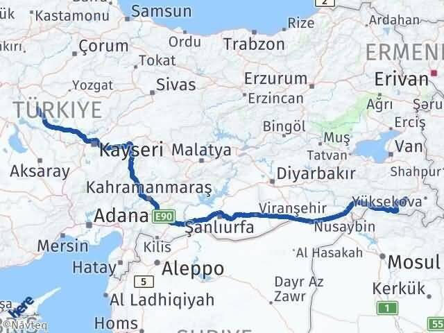 Hakkari Akpınar Kırşehir Arası Kaç Km - Yol Haritası