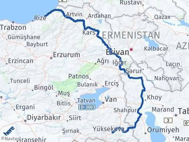 Hakkari Ardeşen Rize Arası Kaç Km - Yol Haritası