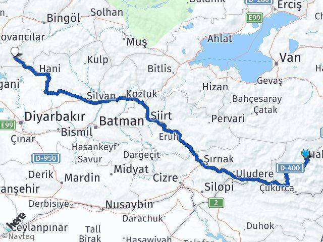 Hakkari Arıcak Elazığ Arası Kaç Km - Yol Haritası