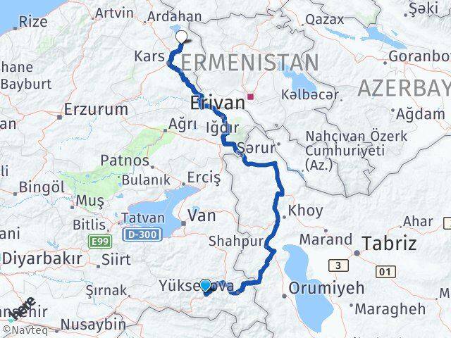 Hakkari Arpaçay Kars Arası Kaç Km - Yol Haritası