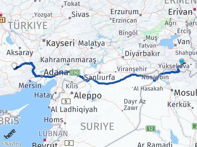 Hakkari Ayrancı Karaman Arası Kaç Km - Yol Haritası