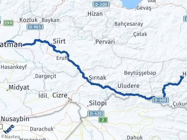 Hakkari Beşiri Batman Arası Kaç Km - Yol Haritası