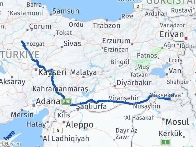 Hakkari Boğazkale Çorum Arası Kaç Km - Yol Haritası