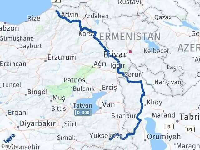 Hakkari Borçka Artvin Arası Kaç Km - Yol Haritası