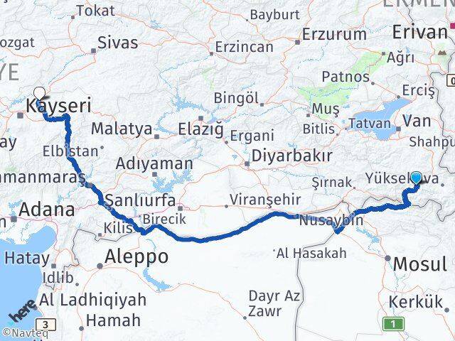 Hakkari Bünyan Arası Kaç Km - Yol Tarifi
