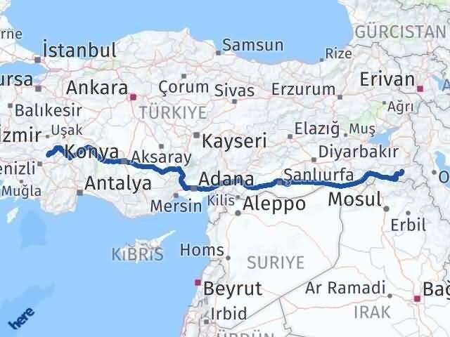 Hakkari Çal Denizli Arası Kaç Km - Yol Haritası