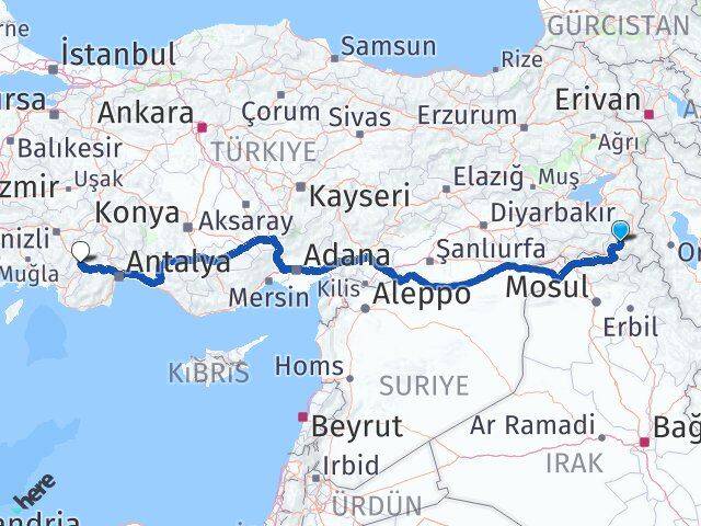 Hakkari Çavdır Burdur Arası Kaç Km - Yol Haritası