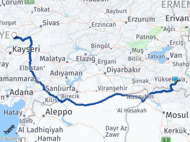 Hakkari Çayıralan Yozgat Arası Kaç Km - Yol Haritası