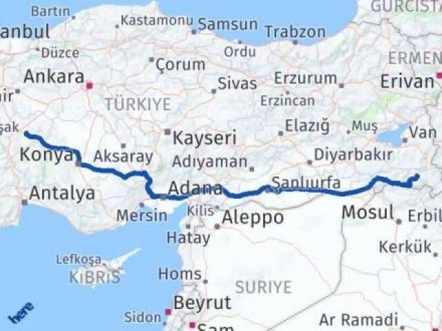 Hakkari Çobanlar Afyonkarahisar Arası Kaç Km - Yol Haritası
