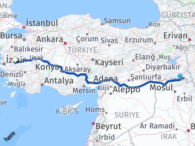 Hakkari Çukurca Aksoy Salihli Manisa Arası Kaç Km - Yol Haritası