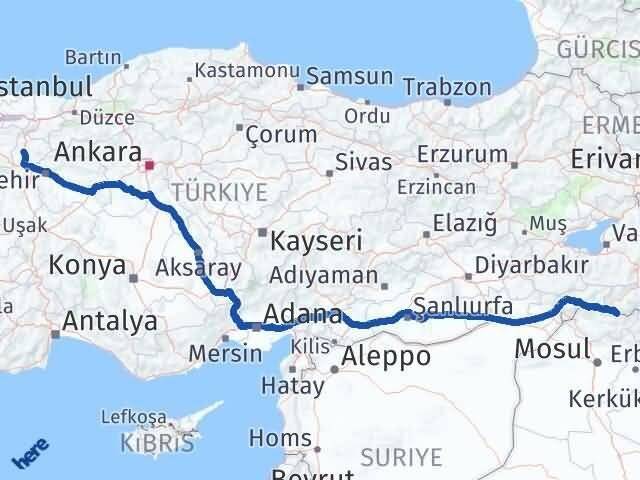 Hakkari Çukurca Bilecik Arası Kaç Km - Yol Haritası