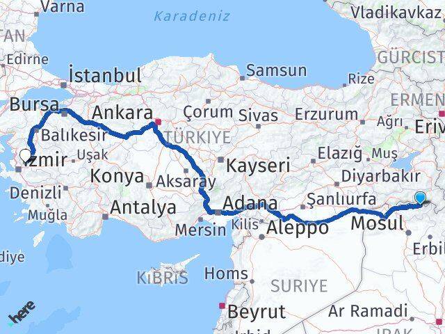 Hakkari Çukurca Manisa Arası Kaç Km - Yol Haritası