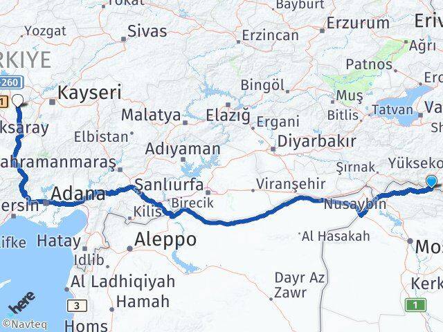 Hakkari Çukurca Nevşehir Arası Kaç Km - Yol Haritası