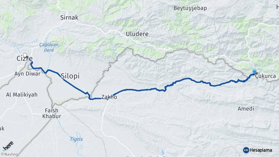 Üzümlü Cizre Arası Kaç Km - Yol Tarifi