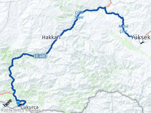 Üzümlü Yüksekova S. Eyyubi Havalimanı Arası Kaç Km - Yol Tarifi