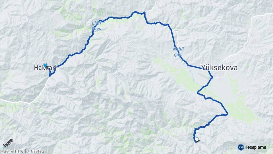 Hakkari Dağlıca Yüksekova Arası Kaç Km - Yol Haritası