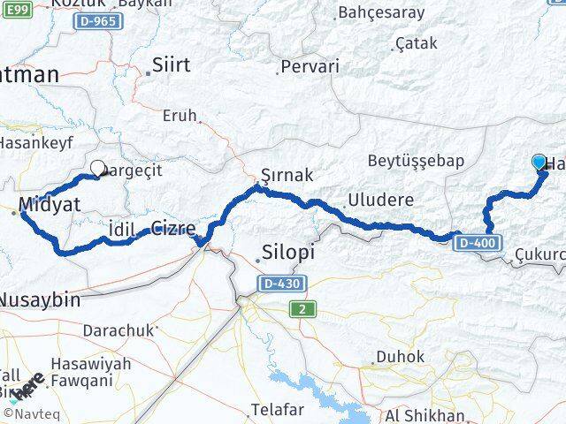 Hakkari Dargeçit Mardin Arası Kaç Km - Yol Haritası