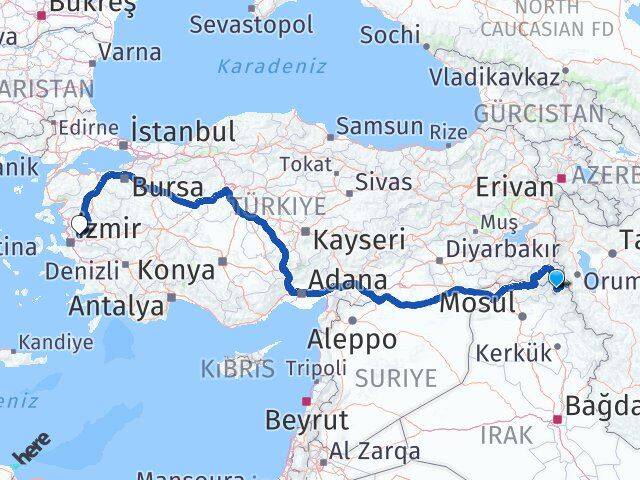 Hakkari Derecik Manisa Arası Kaç Km - Yol Haritası